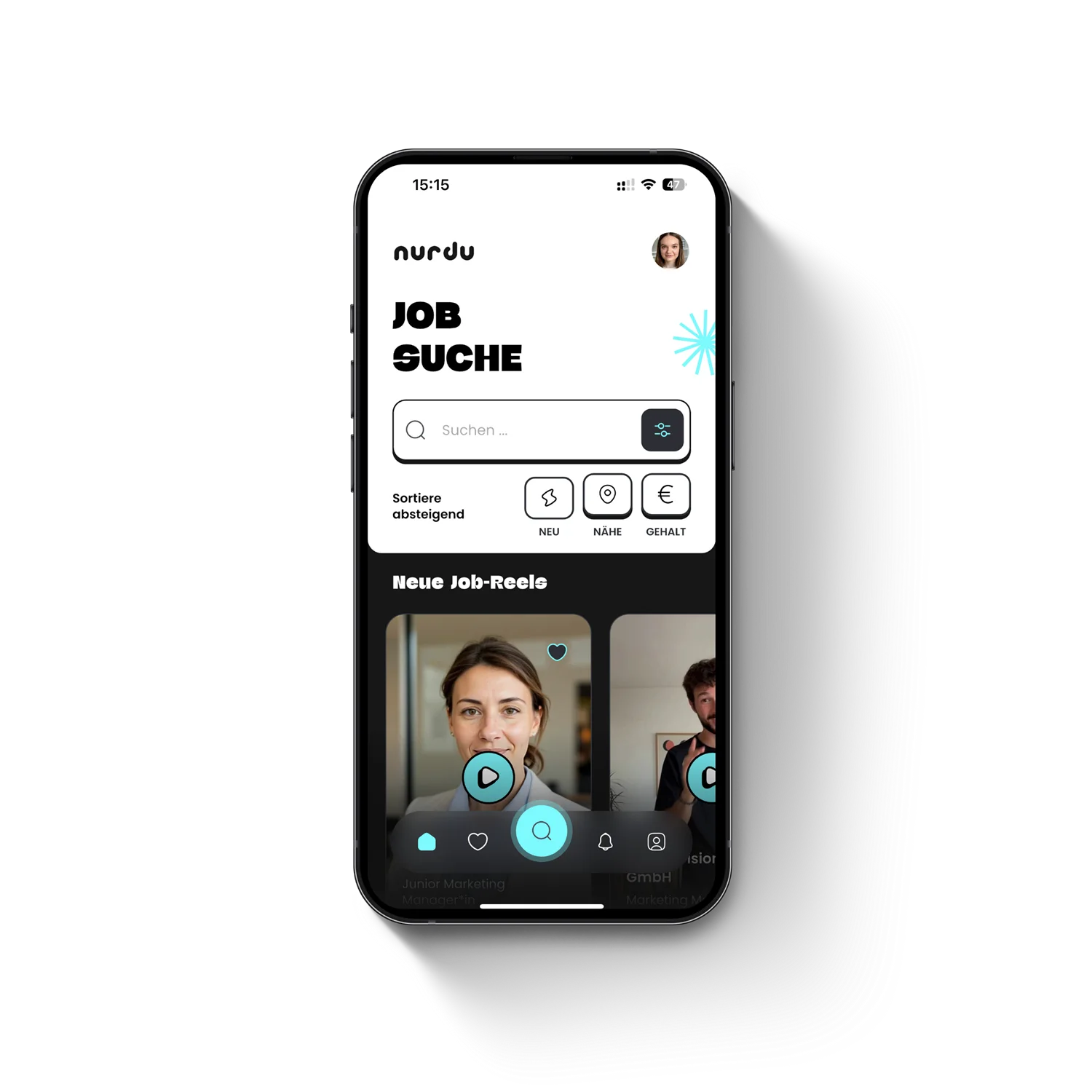 nurdu App auf Smartphone