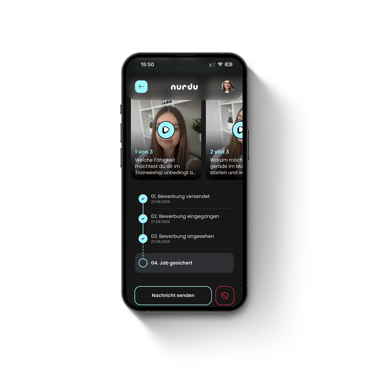 nurdu App auf Smartphone